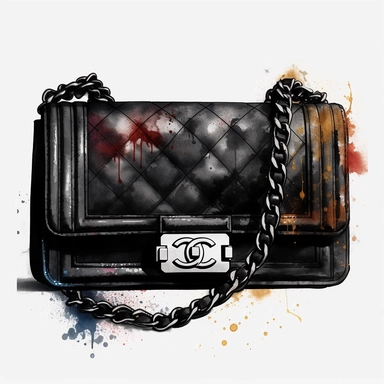 paint black Chanel 2.55 bag clipart no background, 4K