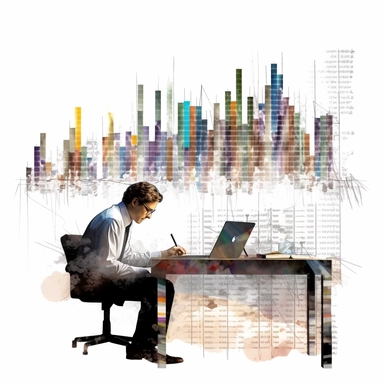 business data in the style of digital airbrushing, realistic yet stylized, digitally enhanced, clipart, 32k uhd, white background