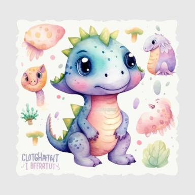 watercolor clipart of an adorable cute little dragons clipart, different lateral standing poses, beautiful tails and wings, cute cartoon mystical animal