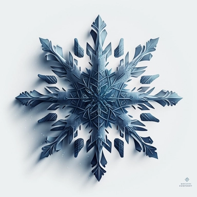 a logo design of a dark solid blue digital clipart style snowflake with frost crystals or ice crystals with a solid white background that is high resolution featuring intricate details, intricate, precisionist lines and shapes, imitated material, minimalist illustrator art style