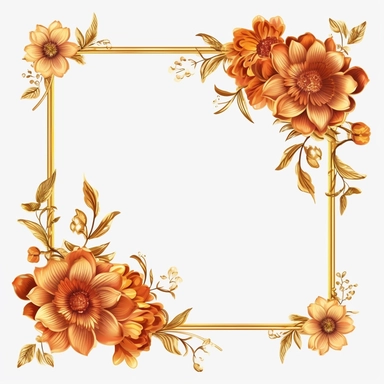 Gold clip art frame PNG clipart gold rectangle with flowers as decoration