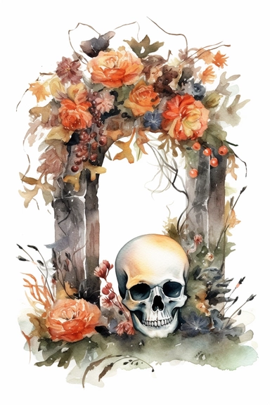 Halloween clipart, tombstone Delicate watercolor illustration, White background, Cozy, clear picture, 8k, hd, isolatee on a white background, Wreath, Frame Clip Art