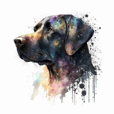 Labrador Retriever head Watercolor Clipart, drip effect, clean white background, 16K Colors, clean white background
