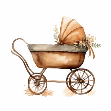 CLIPART, cute, boho, simple baby carriage illustration, newborn, nursery, maternity, texture