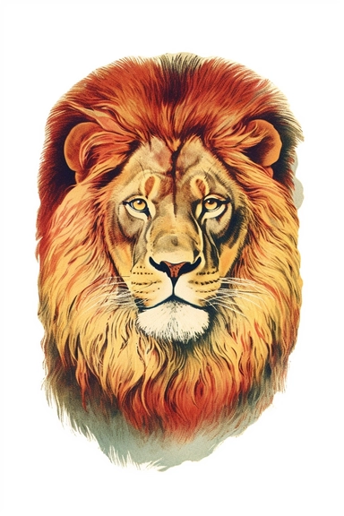 Vintage 1920 lion portrait Illustration , Chromolithograph, Die Cut, 1920s Illustration, Vintage, Chromolithograph, Colorful, Antique, Ephemera, Clipart, 8k, Isolated on white
