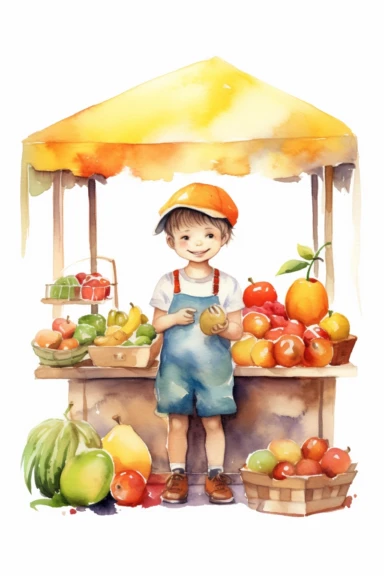 merchant watercolor clipart cute isolated on white background