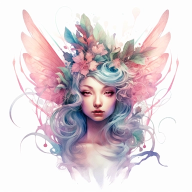 Fairy, clipart, intense white and deep pastel colors, dnd, watercolor, no background, isolated on a white background, self contained, well defined edges, by amy sol and magali villeneuve and susan bourdet and ross tran, spaced out, glowy, intricate, 8k