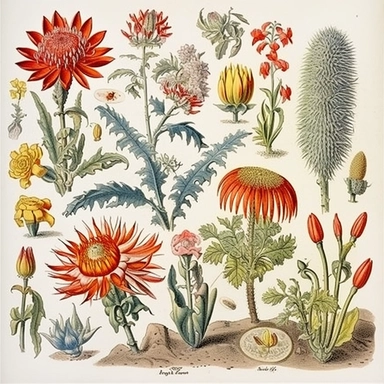 Clipart, vintage, watercolor, illustrations from book Flora Brasiliensis, by Carl Fiedrich von Martius illustration, sec XIX, hand drawn, texture