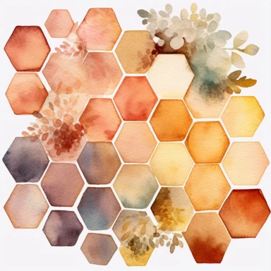 a watercolor clipart, vector of honeycombs in the style of vintage imagery, decorative paintings, subtle shading, nature core, muted colors, craftcore, on a white background, uhd image