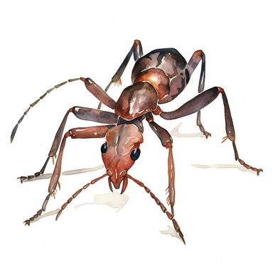 a single ant, John Singer Sargent style, full body shot, no background, clip art, watercolor, white background