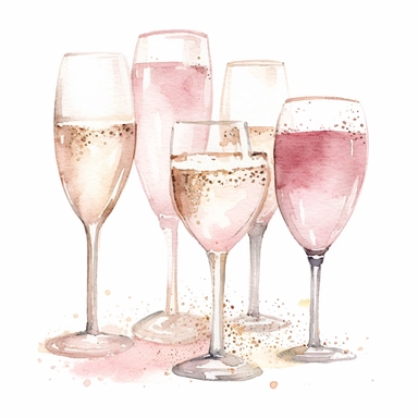 Watercolor Clipart Wedding decor clipart Watercolor clipart wedding glasses of champagne
