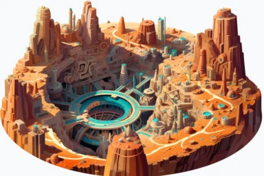 a close up of a infinite loop open pit mine on a white background, james gilleard and james jean, escher, trending on artisation, connectedness, scutoid, mit technology review, by Sam Spratt, dan mcpharlin : : ornate, wormholes, tetris, monolithic, stylized stl, clipart icon, simple 4 colors from gray to metalic blue, vector-based, sharp border, plane color and very define, high quality, digital art, 8k resolution, masterpiece, congruent, amazing, incredible, awe-inspiring, mind-blowing, masterf