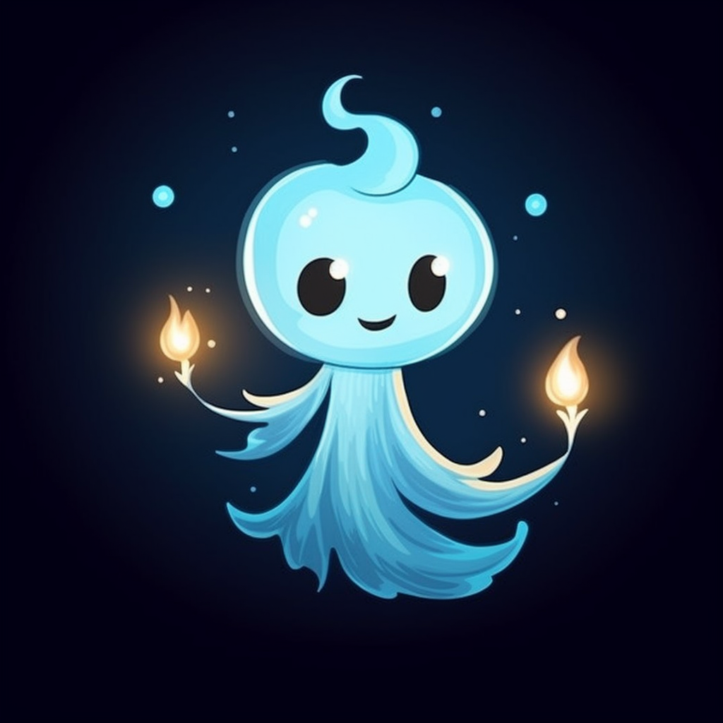 Create a charming clipart of a whimsical, soft-glowing will-o'-the-wisp ...