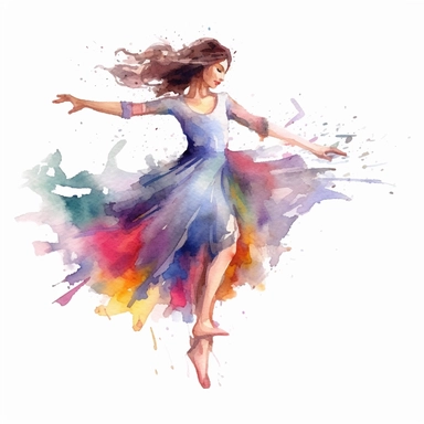 dancing clip art, watercolor, solid white background, 8k, upscale to max