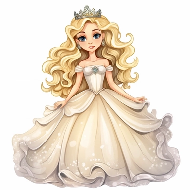 clipart, a fairytale princess, isolated on white background