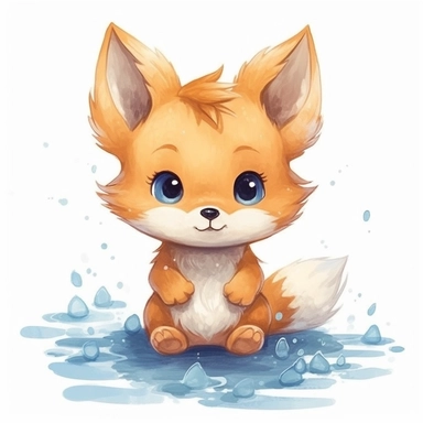 the cutest and tiniest baby fox ever, exploring, Watercolor Clipart, strybk, full Illustration, 4k, sharp focus, watercolor, smooth soft skin, symmetrical, soft lighting, detailed face, concept art, muted colors, watercolor style, strybk, children's style fairy tales, chibi kawaii, . Octane rendering, 3d. Perfect face, detailed face, delicate face, perfect sharp lips, detailed eyes. Craig Davison, Aubrey Beardsley, Conrad Roset, Aikut Aidogdu, Agnes Cecil, watercolor style