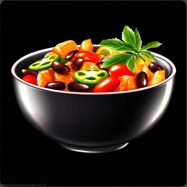 hd clipart individual bowl of chili, black background,