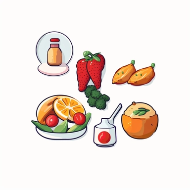 Minimalistic clipart-style image of one food item on a clean and white background, focusing on it's simple and recognizable shape, Illustration, vector graphics,