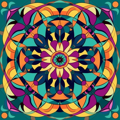 a kaleidoscope of bright colors in an art deco style shapes within clipart no fonts no words no letters