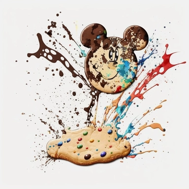 cookies in the shape of Mickey Mouse, funny,sweet , watercolor, watersplash, White Background, Clipart