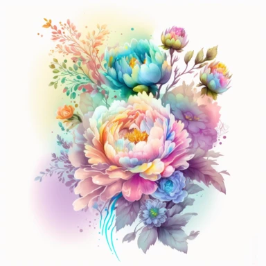 soft colorful neon pastel colored floral arrangement clipart, soft and subtle, colorful neon fairy pastel colors watercolor style, fawncore, plain white background, colorful neon pastel roses peonies gerberas tulips, excellent depth of shading in soft watercolor style, neon pastel colorful soft watercolor artwork, plain white background for transparent editing