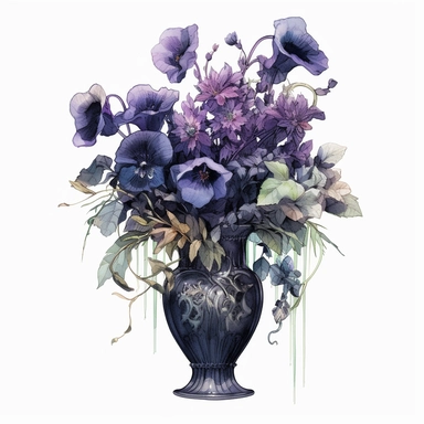 watercolour dark fantasy deadly nightshade bouquet in vase gothic clipart, png image,high resolution,300dpi,graphic clipart,print graphics — q 1