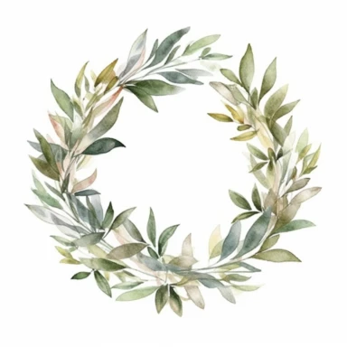 olive Wreath Watercolor - olive frame - Delicate ethereal soft frame for Wedding invite Logo - Digital clipart PNG