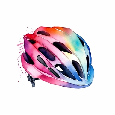 Cycling helmet logo watercolor,simple Watercolor, hyper realistic, white background, white margins, 16k, ultra detailed clipart, cut out image, hand - drawn, whimsical manhwa style, ultra HD, sharp and clean art