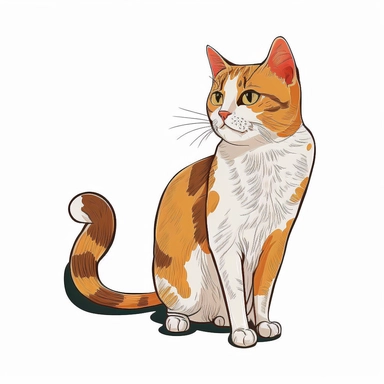cartoon of mutt mixed cat, cute, funny, clipart style, vector style, white background