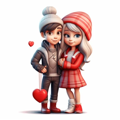valentine's day, couple, latin, cute cartoon, 8k, detailed, clipart, white background