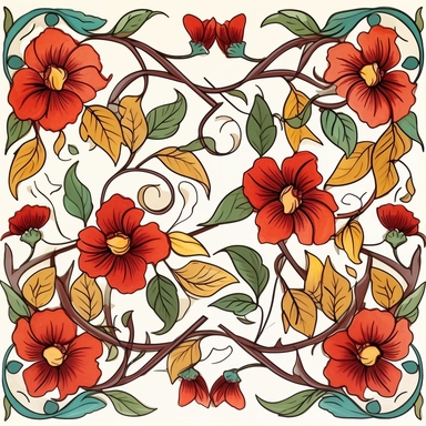Clipart,Floral header design, white background, tile