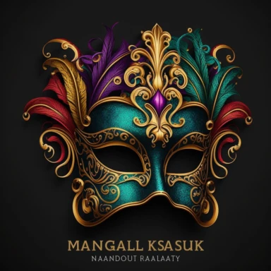 singlular Masquerade Mask Clipart, Mardi Gras mask clip art, Carnival graphics, Venetian mask, costume party, plain background
