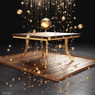photo super-realistic, glossy golden table, studio shooting, no shadows, levitation above the table of fantasy taro clipart cards, and golden rain levitation of coins, 8k