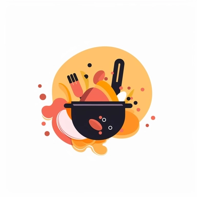cooking food vector logo hot colors, white background, clipart style, 2d vector