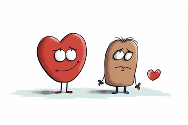Clip Art Cartoon characters displaying empathy and compassion, white background, spaced out