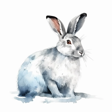 water color Arctic Hare Clipart, isolated on white background
