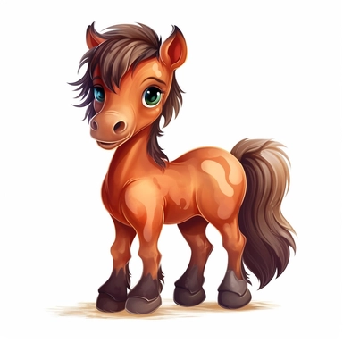 cartoon cute horse oil painting Clipart