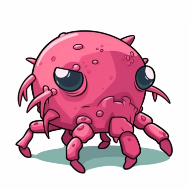 2d pink bubblegum crab zombie monster mutant on white background drawing in microsoft paint , no shadow, flat picture, clipart
