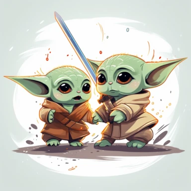 baby yoda fight clipart