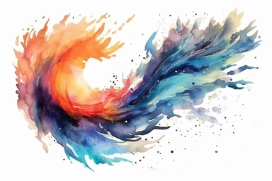 Watercolor, Create a comet with a tail that leaves a trail of celestial whispers clipart, hd, on a white background, spaced out