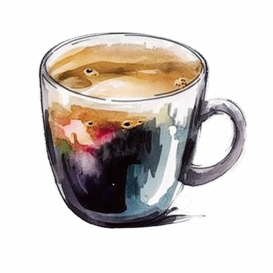 a Coffee cup in the style of watercolour clipart with detailed brush strokes