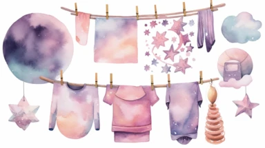 Watercolor Laundry Clipart set - pastel watercolor magic spaced out on white background