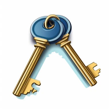 a pair of keys on a keychain clipart