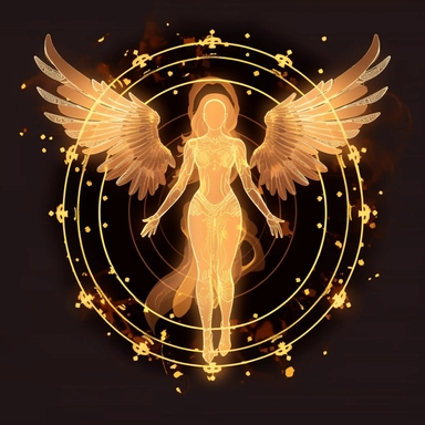 trasparent background abstract symbol simple faction D&D TTRPG halo angel female figure magic symbol svg clipart magic tattoo abstract glowing halo golden space station