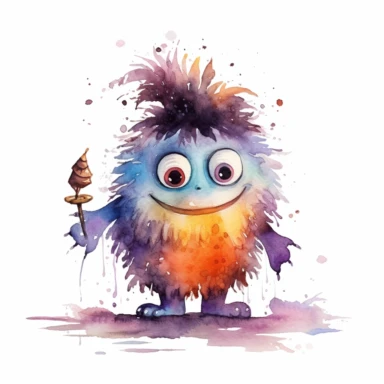 cute Halloween Monster , for Kids, Aquarell,funny, White Background, Clipart