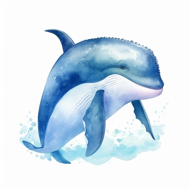 watercolor cute whale clipart, blue whale clipart , original hand drawing, style of the artwork, mood of the artwork, white background, 8K quality, ultra detailed , clipart, white background, High Quality, ultra detailed