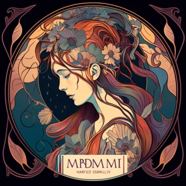 Painterly clipart imaginative beautiful concept art of woman for mental health awareness month, detailed, mucha style, digital art, happy, sad, scared, brave, vibrant colors, art nouveau