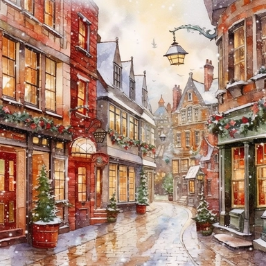 Christmas street, Ornamental watercolor, clipart, I can't believe how beautiful this is