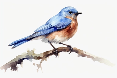 Watercolor, Eastern Bluebird Bird, clipart, hd, on a white background, spaced out