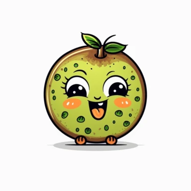 cute Kiwi Fruit, happy and smiling, bold line, clipart, sticker, white background, no shadow, 8k detail